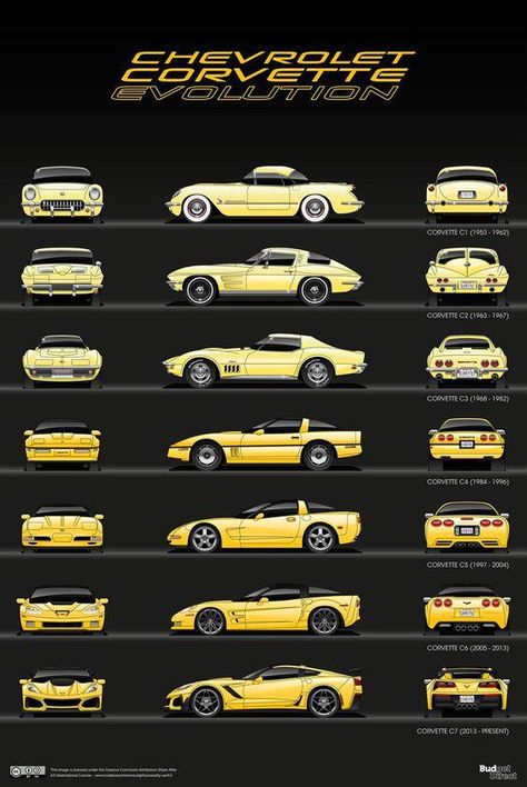 All Corvette Models, Chevrolet Corvette C4, Car Evolution, Corvette C4, Auto Vintage, Corvette C3, Corvette C6, Cars Design, Chevy Corvette