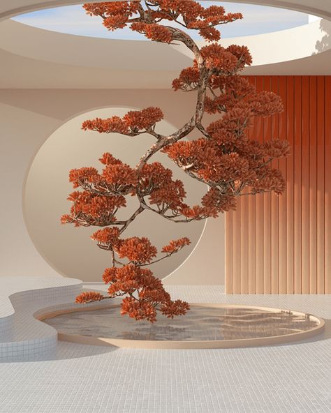 Orange Afternoon on Behance Dreamscape Architecture, Plant Installation, Wedding Stage Design, Flower Installation, Colour Theme, 3d Studio, Orange Colour, Showroom Design, Backdrop Design