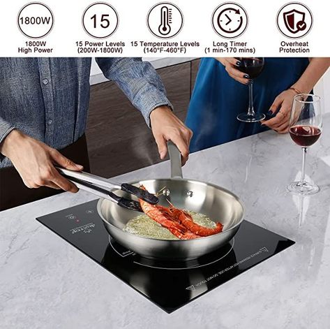 PORTABLE INDUCTION COOKTOP: Duxtop induction cooktop uses 110/120V 15 amp electrical outlet–standard in all North American homes. ETL-listed and built to North American electrical standards. It is lightweight and compact for easy handling and storage. Portable induction burner is perfect for dormitories, home kitchens, RVs, boats, etc. BUILT-IN & PORTABLE USE: This induction hot plate can be built-in or used as a countertop burner, with an elegant design that’s the perfect size for your kitchen. Glass Cooktop, Digital Timer, Compact Kitchen, Hot Plate, Cooktops, Induction Cooktop, Electrical Outlets, Touch Control, Higher Power