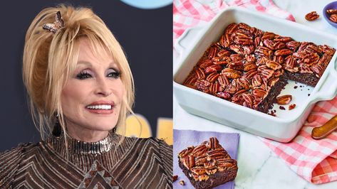 Dolly Parton's Pecan Pie Brownies Recipe Proves There's Never Too Much of a Good Thing Pecan Pie Brownies Recipe, Dolly Parton Recipes, Pecan Pie Brownies, Pecan Brownies, Comfort Food Desserts, Pie Brownies, Banana Split Cake, Pecan Pie Filling, Southern Desserts