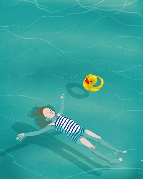 Margherita Magy Grasso Listening to the water sound #illustration #draw #digitalart #sea #underwater #rubberduck #lifebelt #watersound #floating Sound Illustration, Water Sound, Sea Underwater, Pool Art, Water Illustration, Water Drawing, Abstract Illustration, Floating In Water, Swimmers