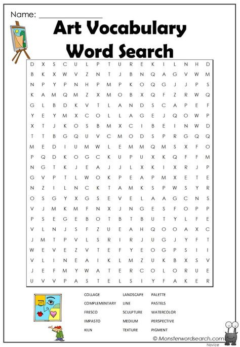 cool Art Vocabulary Word Search Art Vocabulary Words, Art Vocabulary Worksheets, Art Word Search, Art Vocabulary, Art Quiz, Art Handouts, Word Search Printables, Art Lessons Middle School, Art Worksheets