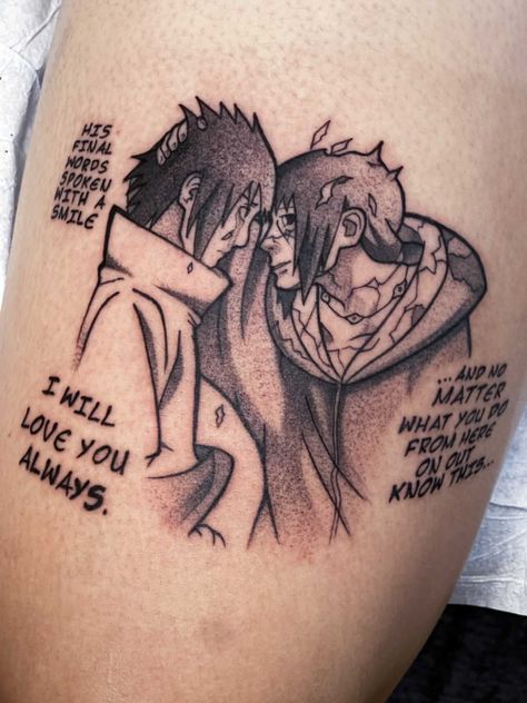 Sasuke Naruto Tattoo, Kakashi Tattoo, Tato Naruto, Tattoo Font For Men, Tattoo Off, Itachi Sasuke, Smile Tattoo, Brother Tattoos, Sasuke Naruto