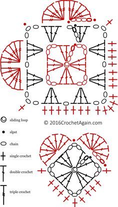 Granny Heart Crochet Pattern Free, Granny Square Heart Pattern, Small Crochet Heart, Crochet Granny Square Tutorial, Crochet Hearts, Crochet Symbols, Crochet Heart Pattern, Ideas For Crochet, Valentines Crochet