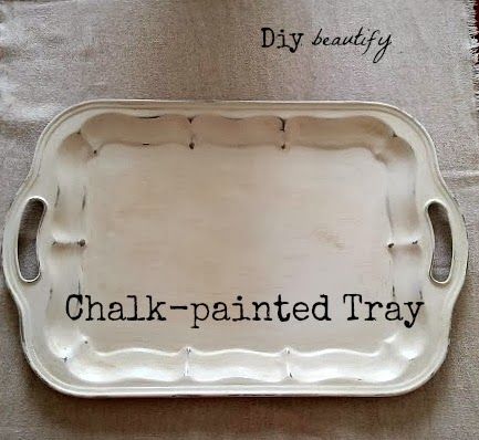 How to Antique a Tray Using Chalk Paint | #chalkpaint #tray Silver Tray Decor, How To Paint Metal, Chalk Paint Diy, Paint Trays, Paint Metal, Silver Platters, Using Chalk Paint, Chalk Paint Projects, Painted Trays