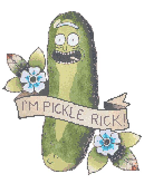 Rick and Morty Pickle Rick cross stitch pattern Crochet Pickle Rick Free Pattern, Rick And Morty Embroidery Pattern, Rick And Morty Fuse Beads, Rick And Morty Embroidery, Perler Bead Patterns Rick And Morty, Rick And Morty Cross Stitch Patterns, Cross Stitch Rick And Morty, Pickle Rick Tattoo, Rick Tattoo