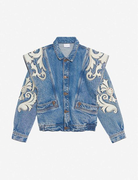 Studded Denim Jacket, Denim Ideas, Studded Denim, Sandro Paris, Fashion Jeans, Denim Design, Shibori, Denim Fashion, Blue Jeans