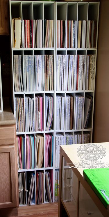 Don’t Do This At Home » Amazing Paper Grace Vertical Paper Storage, Sheet Music Storage Ideas, Organize Cardstock, Paper Storage 12x12, Sheet Music Storage, Scrapbook Paper Storage, Sheet Storage, Craft Spaces, Music Storage