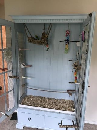 Bird Cage Furniture, Large Bird Enclosure, Mess Free Bird Cage, China Hutch Bird Cage, Diy Large Bird Cage, Diy Birdcage For Birds, Diy Bird Cage How To Make, Bird Cage Ideas Indoor, Mouse Terrarium