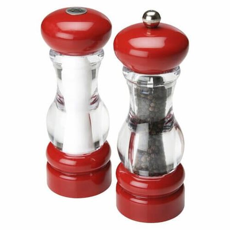 Red Kitchen Accessories, Spice Kitchen, Salt And Pepper Shrimp, Red Spice, Diy Montessori, Salt And Pepper Mills, Salt And Pepper Grinders, Tabletop Accessories, Shaker Kitchen