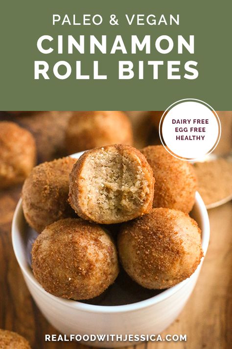 Paleo Vegan Cinnamon Roll Bites - Real Food with Jessica Paleo Pinwheels, Paleo Toddler Snacks, Scd Desserts, Cinnamon Roll Bites, Paleo Deserts, Paleo Breakfasts, Mat Inspiration, Paleo Snack, Real Foods