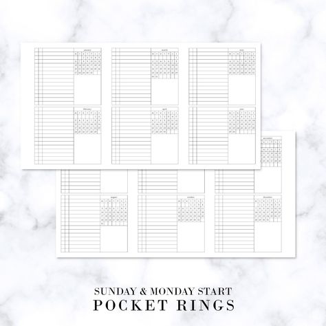 Free Pocket Planner Printables, A7 Planner Printables, Pocket Planner Inserts, Planner System, Planner Minimal, Monthly Layout, Ring Planner, Binder Printables, Pocket Planner