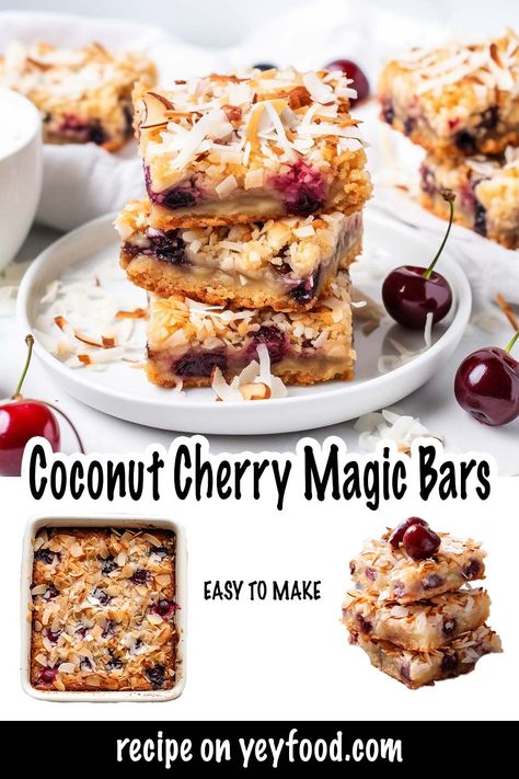 Yeyfood.com: Recipes, cooking tips, and kitchen hacks for home cooks of all levels Cherry Coconut Magic Bars, Cherry Dream Bars, Cherry Magic Bars, Cherry Coconut Bars, Coconut Magic Bars, Magic Bars Recipe, Hacks For Home, Cherry Bars, Dream Bars