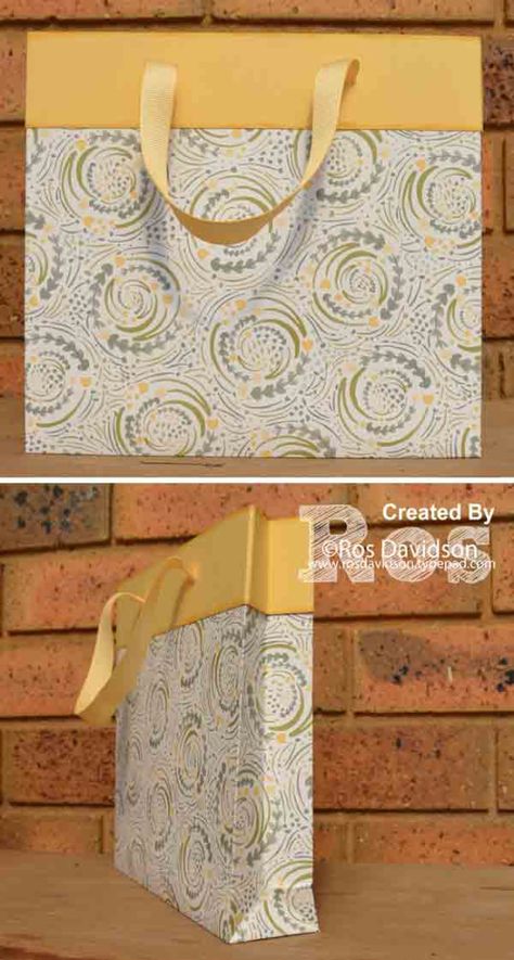 Stampin' Up! XXL Gift Bag made with Gift Bag Punch Board and Delightful Daisy DSP - Try it Thursday #stampinup #giftbagpunchboard #video #delightfuldaisydesignerseriespaper Gift Bag Punch Board Projects, Diy Gift Bags Paper, Thursday Post, How To Make A Gift Bag, Gift Box Punch Board, Crafts 2023, Handmade Boxes, 3d Paper Projects, Craft Boxes