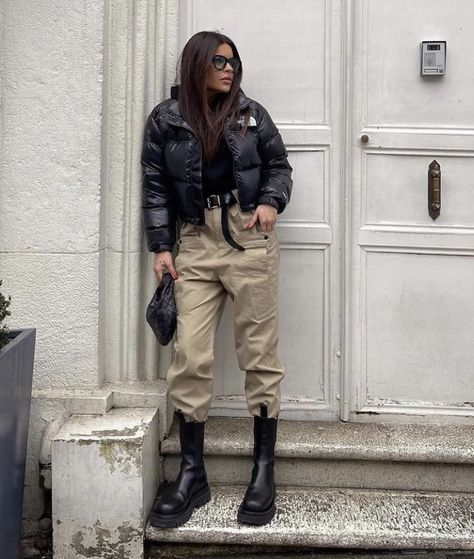 How To Wear Combat Boots Like An It Girl Fendi Rockoko Combat Boots Outfit, Combat Boot With Skirt, Black Patent Combat Boots Outfit, Cargo With Boots, Chanel Combat Boots Outfit, Outfits For Boots, Military Boots Outfit Womens, Chunky Combat Boots Outfit, Cream Combat Boots Outfit