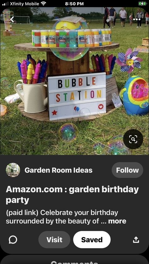 Birthday Bubble Station, 2nd Birthday At The Park, Public Park Birthday Party, Bubble 2nd Birthday Party, Bubble Station Birthday, Bubbles Station, Park Birthday Party Ideas, Bubble Station, Double Birthday Parties