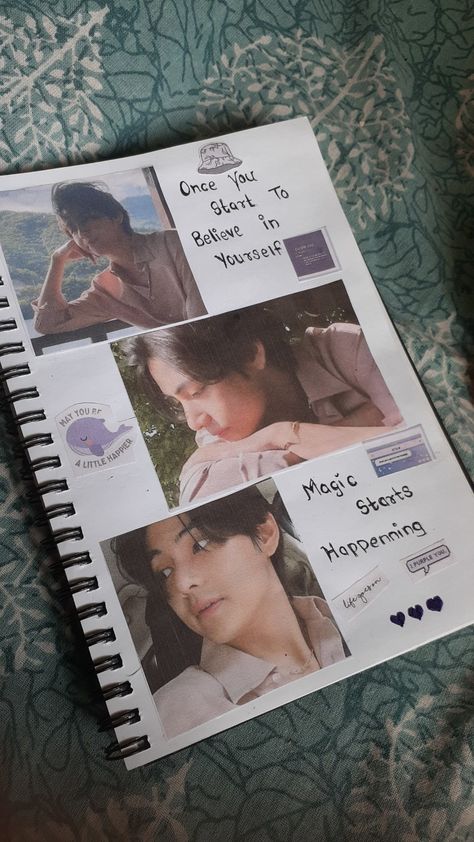 Taehyung Journal Ideas Aesthetic, Bts Book Ideas, Bts Journal Ideas Aesthetic, Bts Journal Ideas, Bts Diary, Bts Notebook, Magic Stars, Bts Journal, Journal Inspiration Writing