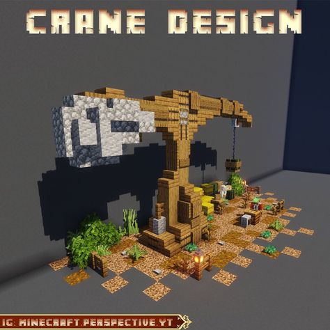 Minecraft Crane Ideas, Minecraft Crane, Mincraft Bulds, Minecraft Accessories, Minecraft Idea, Minecraft Garden, Minecraft Interior, Minecraft Medieval, Minecraft Plans