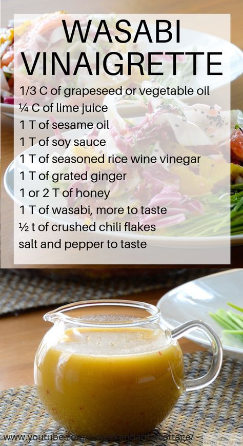 Wasabi Salad Dressing Recipes, Grey Poupon Salad Dressing, Wasabi Vinaigrette Dressing, Wasabi Dressing Recipe, Wasabi Salad Dressing, Wasabi Salad, Wasabi Vinaigrette, Salad Dressing Vinaigrette, Wasabi Dressing