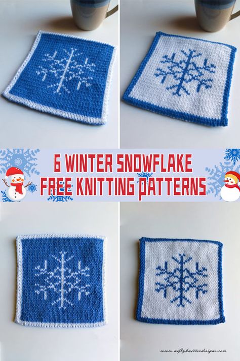 Get cozy this winter with these 6 free snowflake knitting patterns ❄️ #wintercrafts #knitting Knit Snowflake, Knitted Snowflake Pattern Free, Knit Snowflake Pattern, Snowflake Knitting Pattern, Easy Christmas Knitting Patterns Free, Snowflake Coaster Pattern, Snowflake Hat Knitting Pattern, Knit Snowflake Hat Pattern, Snowflake Coasters Crochet