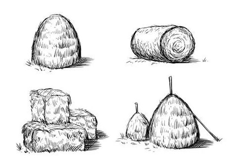 Hay Bale Illustration, Hay Bale Drawing, Hay Drawing, Farm Drawing, Christmas Poster Design, Video Inspiration, Autumn Pattern, Hay Bales, Pattern Inspiration