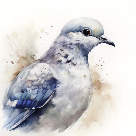 Dove Watercolor Painting, Dove Paintings, Dove Watercolor, Dove Animal, Watercolor Dove, Animal Digital Art, Dove Painting, Watercolor Pencil Art, Collage Elements