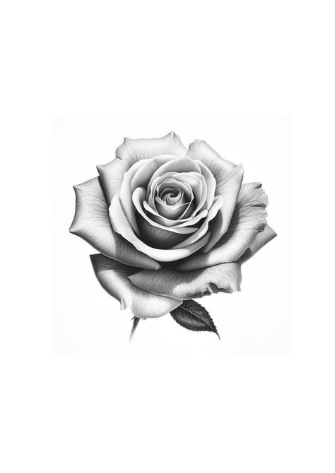 Realistic Rose Drawing, Rose Tattoo Stencil, Realistic Rose Tattoo, Rose Reference, Rose Flower Tattoos, Rose Drawing Tattoo, Magic Runes, Rose Stencil, Family Tattoo Designs