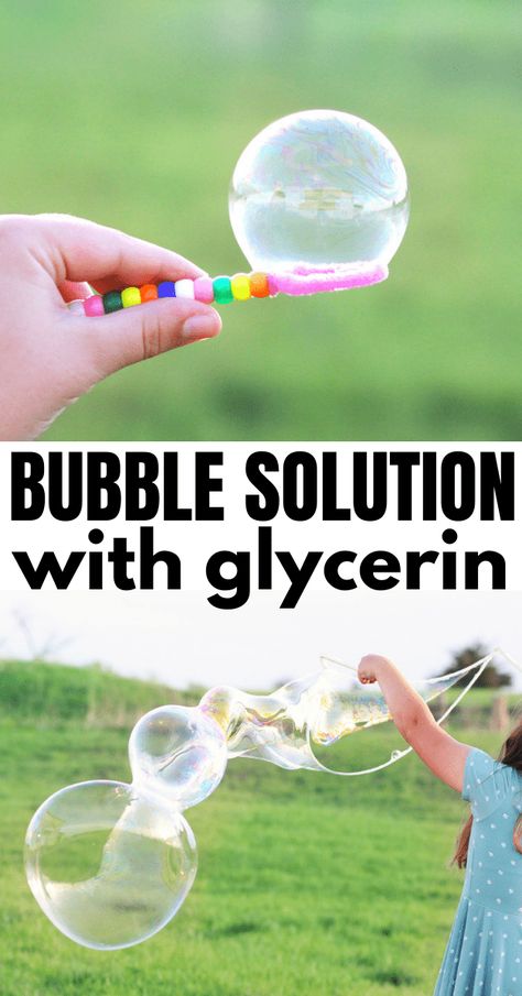 Bubble Solution Recipe, Giant Bubble Recipe, Homemade Bubble Solution, Bubble Mixture, Bubble Diy, Giant Bubble Wands, Bubble Recipe, Bubble Mix, How To Make Bubbles