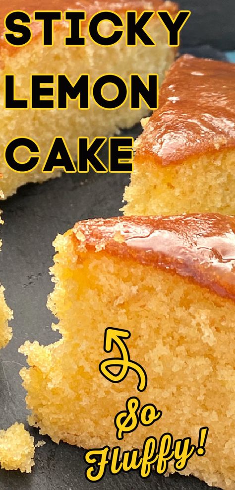 Easy Sticky Lemon Cake. An easy classic homemade cake recipe bursting with lemon. Soft, moist sponge with a sticky sweet glaze makes this a perfect cake for any occasion Summer Lemon Cake, Homemade Cake Recipe, Homemade Lemon Cake, Recipe Using Lemons, Lemon Cake Easy, Dessert Cravings, Mouth Wrinkles, Moist Lemon Cake, English Afternoon Tea