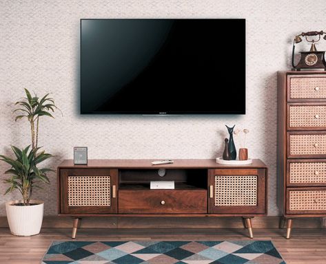 Solid Wood Rattan Cane TV Cabinet Rattan Cane, Cane Furniture, Shelves Storage, Media Center, Entertainment Space, Tv Cabinet, Tv Cabinets, Tv Stands, Tv Stand