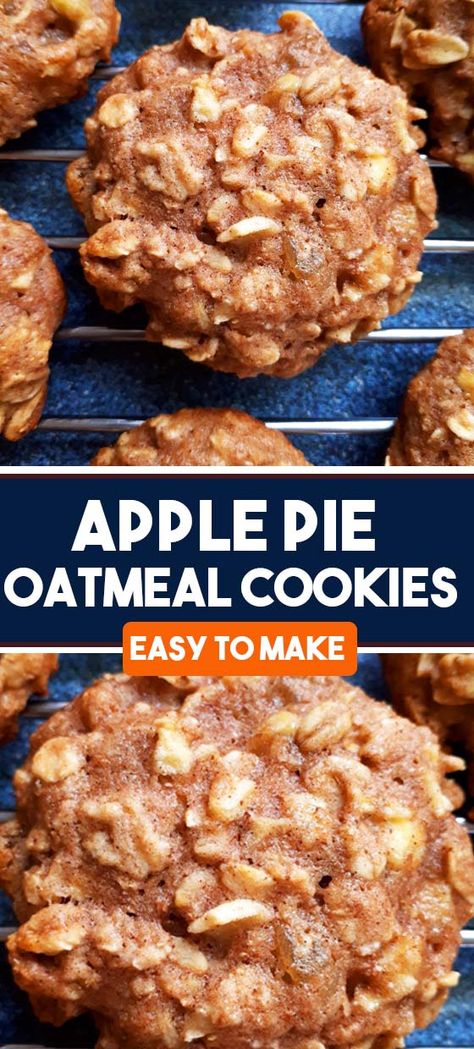 Cinnamon Apple Cookies, Recipes With Quick Oats, Apple Pie Oatmeal Cookies, Apple Sauce Cookies, Apple Cinnamon Oatmeal Cookies, Apple Pie Cookie, Apple Cookies Recipes, Cinnamon Oatmeal Cookies, Apple Pie Oatmeal