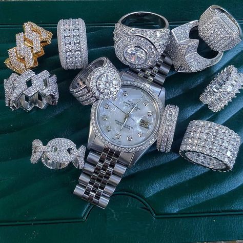 Iced Chains For Men, Iced Rings For Men, Iced Out Earrings Men, Iced Out Jewelry Collection, Ice Diamond Jewelry, Iced Out Ring Men, Iced Out Rolex Men, Hip Hop Rings Men, Iced Out Jewelry Men