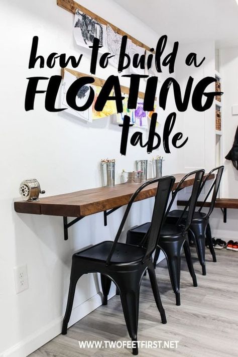 Floating Table, Tim Allen, Teachers Lounge, Build A Wall, Wall Mounted Desk, Floating Desk, Kids' Desk, Diy Desk, Break Room