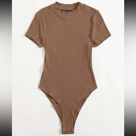 This Bodysuit Is Brand New! The Size Didn’t Fit Me And I Couldn’t Return It. It Had Original Tags And Has Never Been Worn. It Is A Tan Color With Ribbed Fabric. Snaps At The Bottom. Can Provide Measurements If Asked. Turtleneck Leotard, Beige Bodysuit, Tan Bodysuit, Slim Bodysuit, Ribbed Knit Bodysuit, Bodysuit Tops, Body Suit Outfits, Casual Cap, Knit Bodysuit