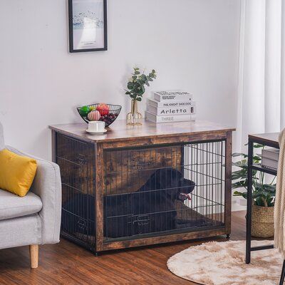 This dog furniture creates a safe and comfortable living environment for dogs. Dogs can also lie comfortably and warmly on the matching cushions inside. The wire and particle board cage is sturdy and durable, and when your floor is uneven, you can keep the cage stable by adjusting the feet on the bottom. The wire and particle board cage is both strong and durable, and also very easy to install. Also, when your floor level is uneven, the cage can be kept level by adjusting the feet configured at Dog Crate Coffee Table, Dog Kennel End Table, Pet Furniture Dog, Dog Crate End Table, Dog Crate Table, Indoor Dog Kennel, Crate End Tables, Heavy Duty Dog Crate, Wooden Dog Kennels