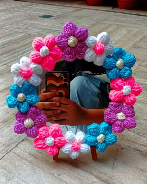 Love at first reflection ! that can be true with our crochet puff flower mirror🥀 Add a touch of handmade happiness to your daily routine. DM us to order 🌻 . . . . #crochetpuffflower #crochetmirror #puffflower #viralmirror #pintrestmirror #crochetpuffflowermirror #CrochetAccessories #crochetdecor #crochethomedecor #valentinegift #giftforher #smallbussinessowner #ShopSmall #exploremore Pin Trest, Puff Flower, Crochet Puff Flower, Flower Mirror, Crochet Home Decor, Love At First, Crochet Accessories, Daily Routine, Valentine Gifts