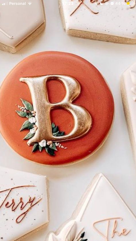 Burnt Orange Wedding Cookies, 21 Cookies, Boho Baptism, Royal Cookies, Cookies Decoration, Flower Sugar Cookies, Bridal Cookies, Monogram Cookies, Alphabet Cookies