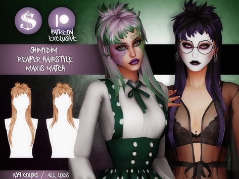 [TS4] - REAPER MAXIS MATCH HAIR + OMBRE Punk Mullet, Maxis Match Hair, Mullet Long, Sims 4 Cc Goth, Goth Hair, Sims 4 Body Mods, Sims 4 Cc Folder, Hair Ombre, Sims 4 Mm