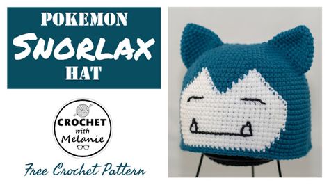 Snorlax Hat, Geek Crochet, Nerdy Crochet, Hat Free Crochet Pattern, Children Hats, Pokemon Hat, Pokemon Crochet Pattern, Pokemon Snorlax, Crochet Pokemon