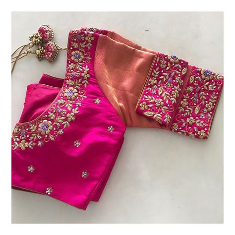 Magam Work Designs, Pink Blouse Designs, Blouse Maggam Work, Work Blouse Designs, Blue Blouse Designs, Latest Bridal Blouse Designs, Maggam Work Blouse, Blouse Designs Catalogue, Maggam Work Designs