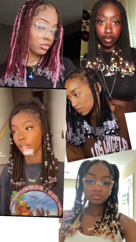 shoulder length braids with beads Shoulder Length Braids, Hairstyles For Shoulder Length, Hair Nets, Braids With Beads, Hair Beads, Shoulder Length Hair, Shoulder Length, Medium Length Hair Styles, Medium Length