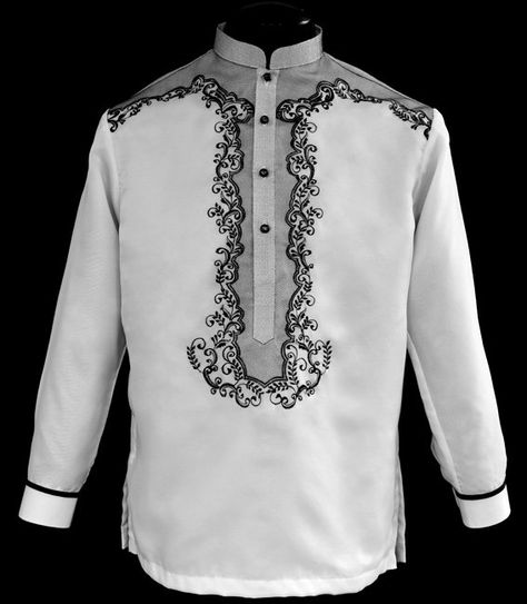 Barong Tagalog Wedding, Philippines Clothes, Modern Barong, Barong Tagalog, Boys Kurta Design, Filipiniana Dress, Chinese Mandarin, Kurta Patterns, Short Kurta