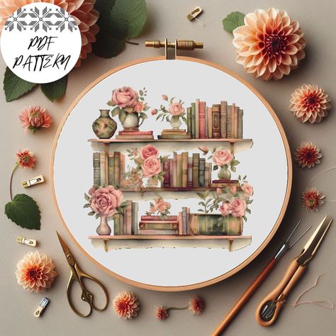 CHECK OUR STORE PATTERNS FOR DIFFERENT DESIGN: https://pininncrossstitch.etsy.com If you need ANY pattern modifications in symbols or number of cells on grid per page - reach out and I will be able to change that for you! Book Shelf Cross Stitch Pattern Welcome to PinInn Cross Stitch Shop! Thank you for considering our Book Shelf digital download. 🌟 Digital Download Only - No Physical Item Will Be Shipped 📥 What You'll Receive: * 3 Digital cross stitch pattern PDF format: - Color schema - B&W Books Cross Stitch, Books Embroidery, Pdf Pattern Embroidery, Embroidery Decor, Embroidery Diy, Stitch Shop, Pattern Store, Pattern Embroidery, Coffee And Books