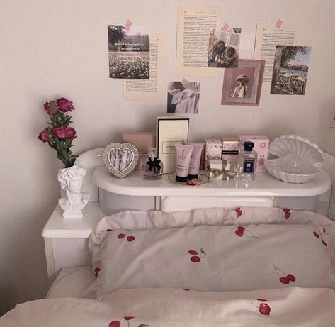 soft web pretty girl coquette pink princess bedroom white cherries flowers roses Soft Girl Bedroom Aesthetic, Soft Girl Room Aesthetic, Pink Princess Bedroom, Vintage Americana Coquette, Coquette Aesthetic Room, Soft Girl Bedroom, Americana Coquette, Cherry Bedroom, Princess Bedroom