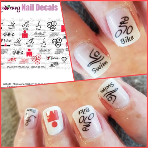 Triathlon ZB-11137 - R48,00 at www.zazzberry.co.za - mani by Buff and stuff Triathlon Nails, Nail Decals Designs, Burgundy Nails, Decal Design, Nail Decals, Nails, 10 Things, Design