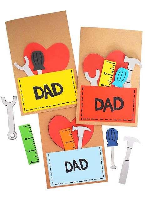 Father’s Day Handyman Card with Free Printable Template #FathersDay #FathersDaycard #FathersDaycraft #handyman #kids #craft #kidscraft #kidcrafts Dad Day Crafts For Kids, Dads Day Card, Father Day Crafts For Kids, Father Day Ideas, Fathers Day Activities, Father Day Cards, Father's Day Card Template, Papa Tag, Fathers Day Gifts From Kids