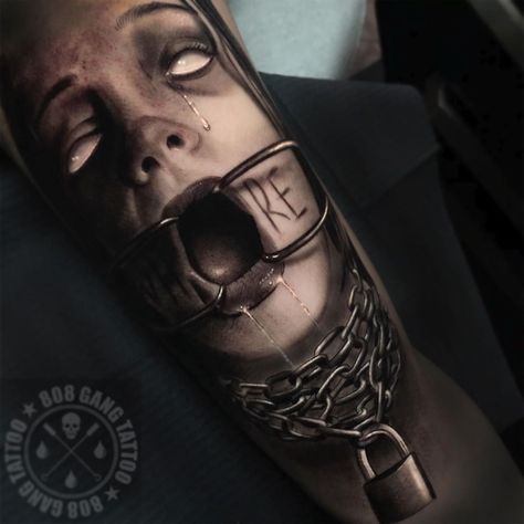 Dark Tattoos For Men, Gang Tattoos, Evil Tattoos, Realistic Tattoo Sleeve, Saved Tattoo, Scary Tattoos, Creepy Tattoos, Mask Tattoo, Horror Tattoo