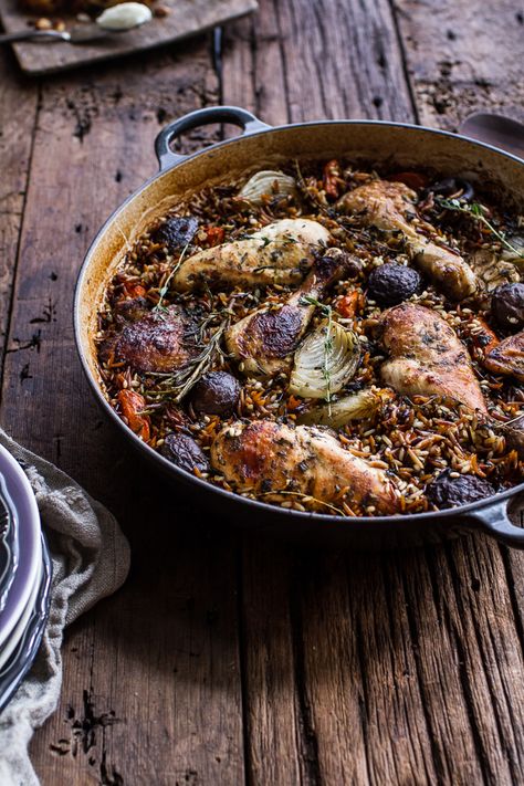 One-Pot Autumn Herb Roasted Chicken with Butter Toasted Wild Rice Pilaf |halfbakedharvest.com @hbharvest Wild Rice Pilaf, Pane Dolce, Yummy Fall Recipes, Pot Dinners, Cider Recipe, Herb Roasted Chicken, Rice Pilaf, Half Baked, Half Baked Harvest