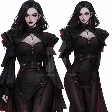 Vampire Oc Outfits, Vampire Hunter Outfit Female, Vampire Outfit Female Modern, Vampire Princess Outfit, Female Vampire Outfit, Female Vampire Outfit Art, Dnd Vampire Character, Necromancer Outfit, Vampire Noble Woman