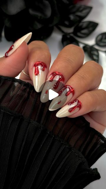 Daily Charme Official on Instagram: "EASY 3D Blood Drip Chrome Nail Tutorial 🩸✨ Comment “BLOOD DRIP” for the direct link to everything you need to recreate this spooky Halloween look! 💅  Save & share for easy Halloween nail inspo! ♥️  #halloweennails #blooddripnails #chromenails #spookynails #3dnails #diynails #rednails #nailtutorial #nailarttrends #fallnails #halloween2024 #nailinspo #nailtech #howtonails #nails #nailinspo #halloween" Drip Nails Tutorial, Halloween Nails 3d Art, 3d Nail Art Halloween, Uñas Halloween 3d, Halloween Nails 3d, Blood Dripping Nails, Blood Halloween Nails, Short Horror Nails, Blood Nails Design